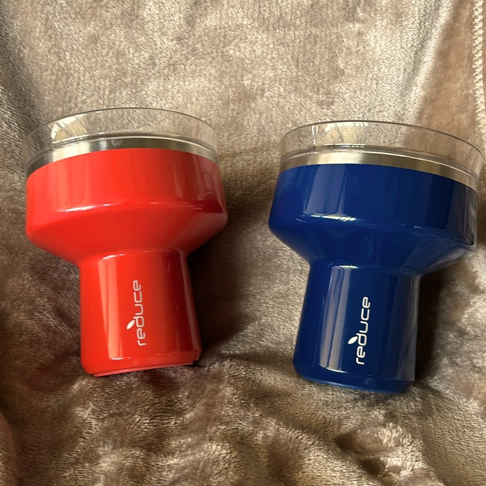2 Saltini Tumb 16 Oz Cocktail Salt, 360 Degree Sip able Lids: orange,blue COOL !